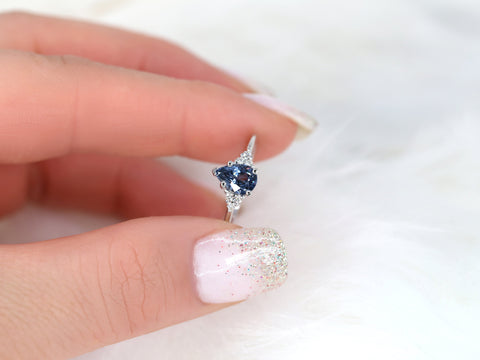 1.01ct Ready to Ship Juliet 14kt White Gold Lavender Purple Sapphire Diamond Pear Cluster Ring - Rosados Box