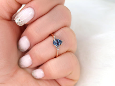 1.01ct Ready to Ship Juliet 14kt Rose Gold Lavender Purple Sapphire Diamond Pear Cluster Ring - Rosados Box