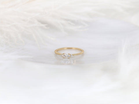 Wren 14kt Gold Diamond Ultra Dainty Three Stone Cluster Ring - Rosados Box