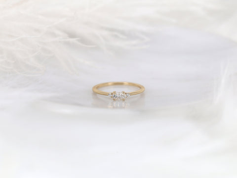 Wren 14kt Gold Diamond Ultra Dainty Three Stone Cluster Ring - Rosados Box