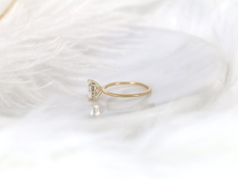 2ct Lulu 8mm 14kt Gold Moissanite Ultra Dainty Round Solitaire Ring - Rosados Box