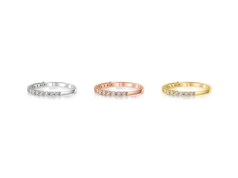 Lark 14kt Gold Diamond Shared Prong HALFWAY Eternity Ring - Rosados Box