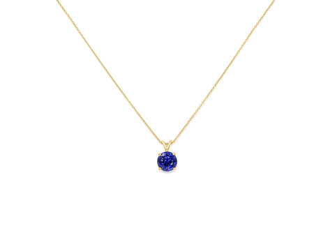 Ready to Ship Donna 8mm 14kt White Gold Blue Sapphire Necklace,Dainty Blue Solitaire Necklace,September Birthstone,Anniversary Gift - Rosados Box