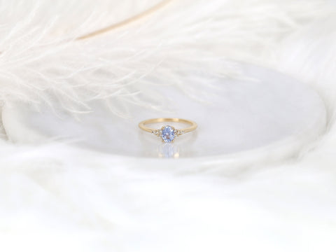 0.61ct Ready to Ship Maddy 14kt Gold Frosty Cornflower Sapphire Cluster Ring - Rosados Box