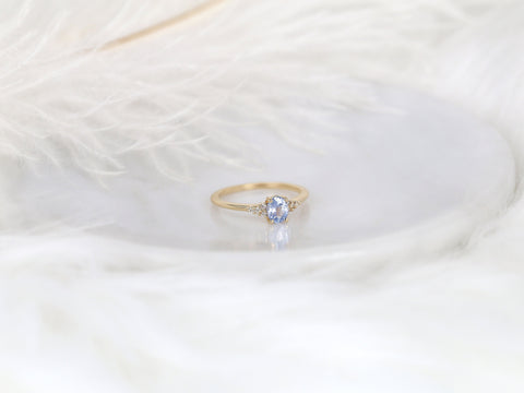 0.61ct Ready to Ship Maddy 14kt Gold Frosty Cornflower Sapphire Cluster Ring - Rosados Box