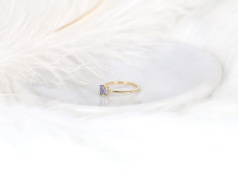 0.61ct Ready to Ship Maddy 14kt Gold Frosty Cornflower Sapphire Cluster Ring - Rosados Box