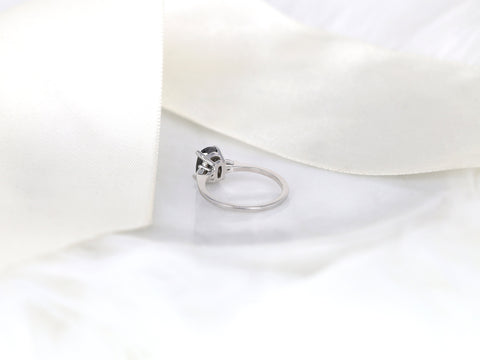 1.62ct Ready to Ship Petite Ellis 14kt White Gold Raw Salt and Pepper Diamond Three Stone Ring - Rosados Box