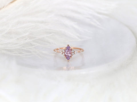 1.20ct Ready to Ship Astrid 14kt Rose Gold Blush Sapphire Diamond Marquise Cluster Ring - Rosados Box