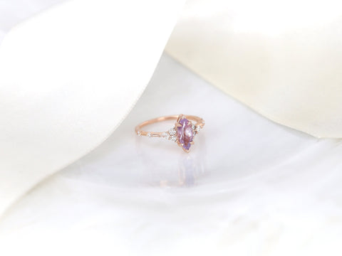 1.20ct Ready to Ship Astrid 14kt Rose Gold Blush Sapphire Diamond Marquise Cluster Ring - Rosados Box