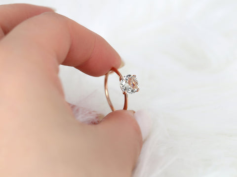 1.66ct Ready to Ship Lulu 14kt Rose Gold Champagne Sapphire Ultra Dainty Round Solitaire Ring - Rosados Box