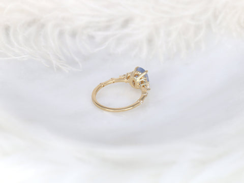 1.81ct Ready to Ship Aspen 14kt Gold Frosted Galaxy Cornflower Sapphire Diamond Oval Cluster Ring - Rosados Box