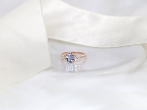 1.75ct Ready to Ship Thea 14kt Rose Gold Cornflower Sapphire Diamond Oval Cluster Ring - Rosados Box