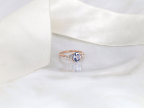 1.75ct Ready to Ship Thea 14kt Rose Gold Cornflower Sapphire Diamond Oval Cluster Ring - Rosados Box