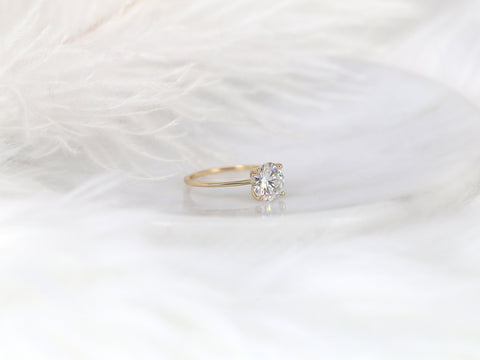 2ct Lulu 8mm 14kt Gold Moissanite Ultra Dainty Round Solitaire Ring - Rosados Box