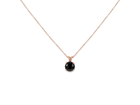 Ready to Ship Donna 6mm 14kt Rose Gold Black Onyx Dainty Solitaire Necklace,Minimalist Onyx Necklace,Gift For Her,Anniversary Gift,Birthday - Rosados Box