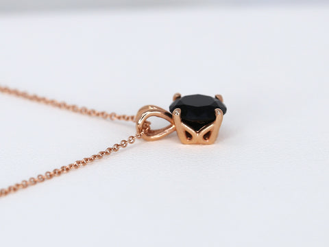 Ready to Ship Donna 6mm 14kt Rose Gold Black Onyx Dainty Solitaire Necklace,Minimalist Onyx Necklace,Gift For Her,Anniversary Gift,Birthday - Rosados Box