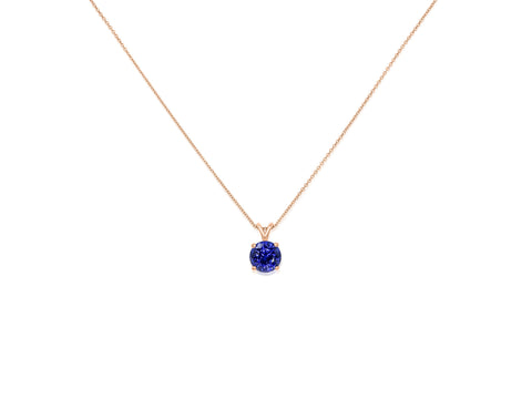 Ready to Ship Donna 8mm 14kt White Gold Blue Sapphire Necklace,Dainty Blue Solitaire Necklace,September Birthstone,Anniversary Gift - Rosados Box