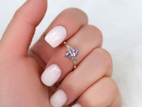 1.20ct Ready to Ship Astrid 14kt Rose Gold Blush Sapphire Diamond Marquise Cluster Ring - Rosados Box