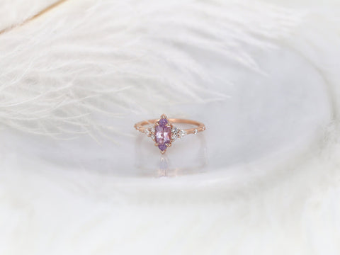 1.20ct Ready to Ship Astrid 14kt Rose Gold Blush Sapphire Diamond Marquise Cluster Ring - Rosados Box