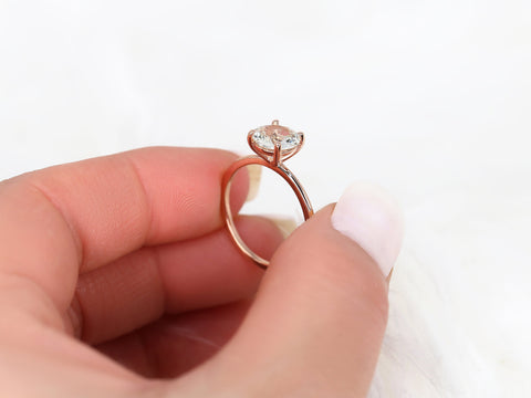 1.66ct Ready to Ship Lulu 14kt Rose Gold Champagne Sapphire Ultra Dainty Round Solitaire Ring - Rosados Box