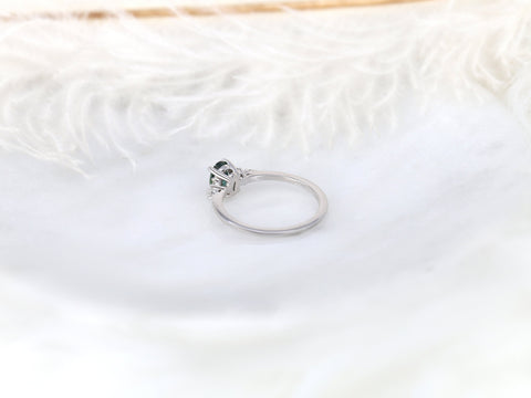 0.79ct Ready to Ship Maddy White 14kt Gold Peacock Teal Montana Sapphire Oval Cluster Ring - Rosados Box