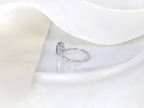 1.97ct Ready to Ship Alix 14kt White Gold Frosted Galaxy Cornflower Sapphire Diamond Dainty Oval Solitaire Ring - Rosados Box