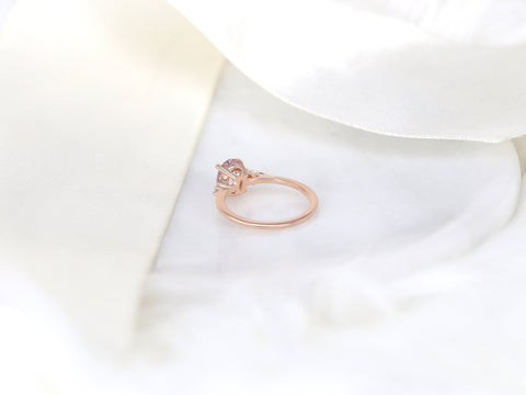 1.78ct Ready to Ship Maddy 14kt Rose Gold Blush Peach Sapphire Diamond 3 Stone Oval Cluster Ring - Rosados Box