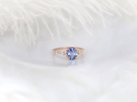1.74ct Ready to Ship Aspen 14kt Rose Gold Lavender Cornflower Sapphire Diamond Oval Cluster Ring - Rosados Box