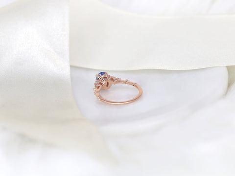 1.74ct Ready to Ship Aspen 14kt Rose Gold Lavender Cornflower Sapphire Diamond Oval Cluster Ring - Rosados Box