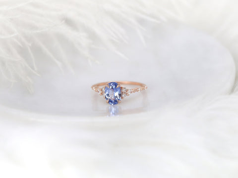 1.74ct Ready to Ship Aspen 14kt Rose Gold Lavender Cornflower Sapphire Diamond Oval Cluster Ring - Rosados Box