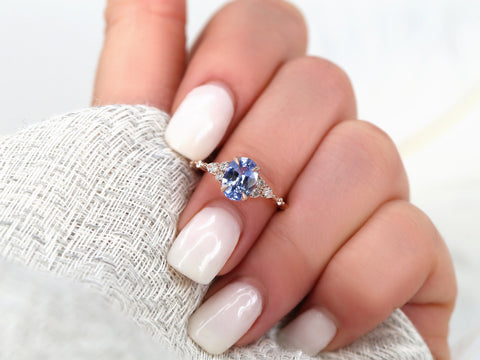 1.74ct Ready to Ship Aspen 14kt Rose Gold Lavender Cornflower Sapphire Diamond Oval Cluster Ring - Rosados Box