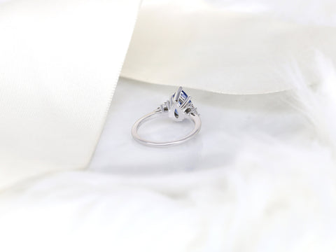 2.10ct Ready to Ship Juliet 14kt Gold Cornflower Blue Sapphire Diamond Pear Cluster Ring - Rosados Box