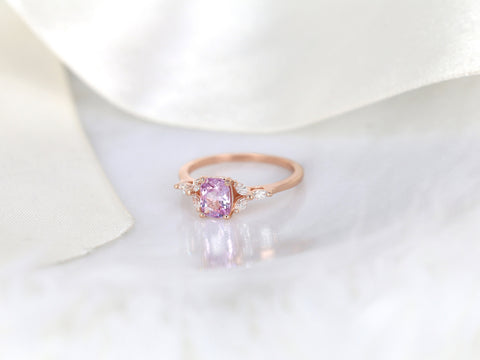0.98ct Ready to Ship Geneva 14kt Rose Gold Pink Sapphire Diamond Cushion Cluster Ring - Rosados Box