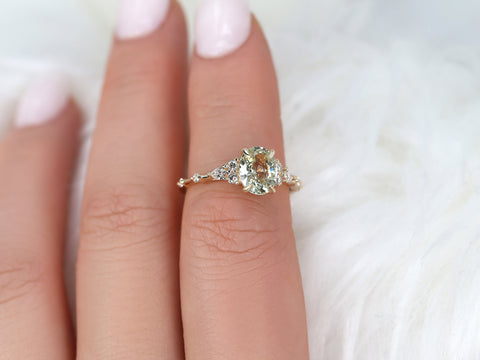 1.65ct Ready to Ship Aspen 14kt Gold Champagne Sapphire Diamond Oval Cluster Ring - Rosados Box