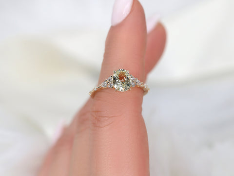 1.65ct Ready to Ship Aspen 14kt Gold Champagne Sapphire Diamond Oval Cluster Ring - Rosados Box