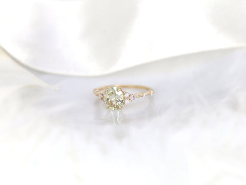 1.65ct Ready to Ship Aspen 14kt Gold Champagne Sapphire Diamond Oval Cluster Ring - Rosados Box