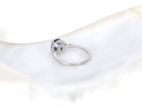 1.83ct Ready to Ship Geneva 14kt White Gold Lilac Purple Sapphire Diamond Cushion Three Stone Ring - Rosados Box