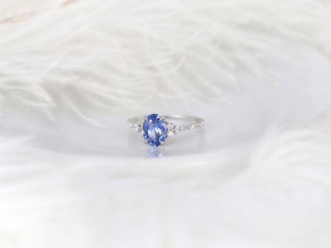 1.85ct Ready to Ship Aspen 14kt White Gold Lavender Cornflower Sapphire Diamond Oval Cluster Ring - Rosados Box