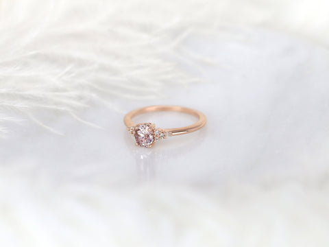 0.80cts Ready to Ship Maddy 14kt Rose Gold Blush Peach Sapphire Diamond Oval Cluster Ring