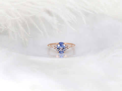 1.74ct Ready to Ship Aspen 14kt Rose Gold Lavender Cornflower Sapphire Diamond Oval Cluster Ring - Rosados Box
