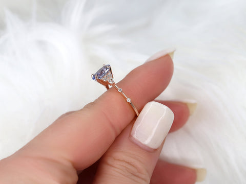 1.74ct Ready to Ship Aspen 14kt Rose Gold Lavender Cornflower Sapphire Diamond Oval Cluster Ring - Rosados Box