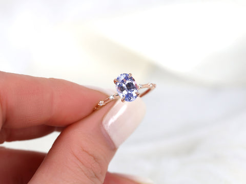 1.95ct Ready to Ship Alix 14kt Rose Gold Lavender Sapphire Diamond Dainty Oval Solitaire Ring - Rosados Box