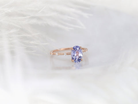 1.95ct Ready to Ship Alix 14kt Rose Gold Lavender Sapphire Diamond Dainty Oval Solitaire Ring - Rosados Box