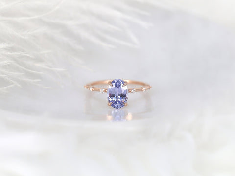 1.95ct Ready to Ship Alix 14kt Rose Gold Lavender Sapphire Diamond Dainty Oval Solitaire Ring - Rosados Box