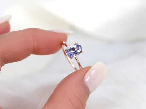 1.95ct Ready to Ship Alix 14kt Rose Gold Lavender Sapphire Diamond Dainty Oval Solitaire Ring - Rosados Box
