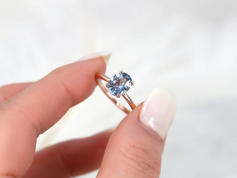 1.79ct Ready to Ship Dakota 14kt Rose Gold Lavender Cornflower Sapphire Oval Ring - Rosados Box