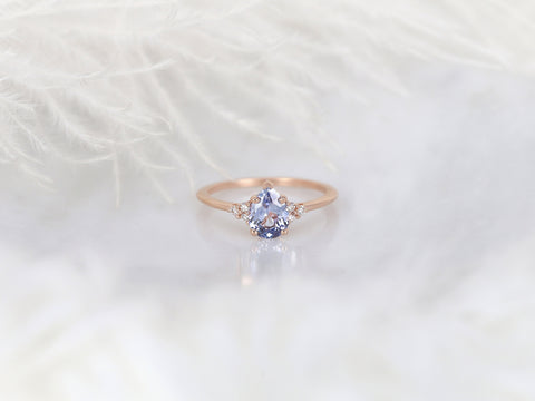 1.02ct Ready to Ship Juliet 14kt Rose Gold Lavender Cornflower Sapphire Diamond Art Deco Pear Cluster Ring - Rosados Box