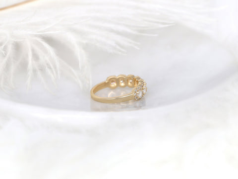 Fauna 14kt Gold Diamond Round Halo Halfway Eternity Ring - Rosados Box