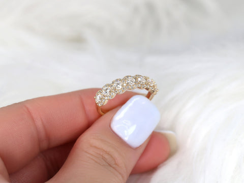 Fauna 14kt Gold Diamond Round Halo Halfway Eternity Ring - Rosados Box