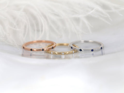 Lenox 14kt Gold Dainty Diamond Minimalist HALFWAY Eternity Ring - Rosados Box